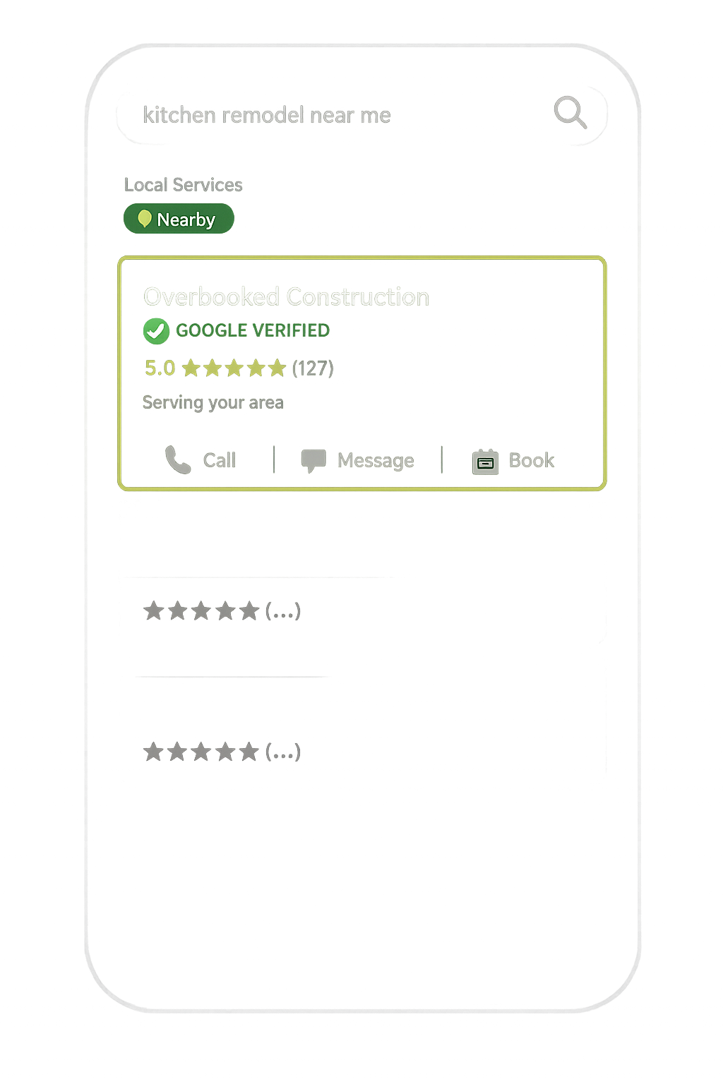 Resultado de busca do Google com o anúncio Local Services de um contractor no topo da página